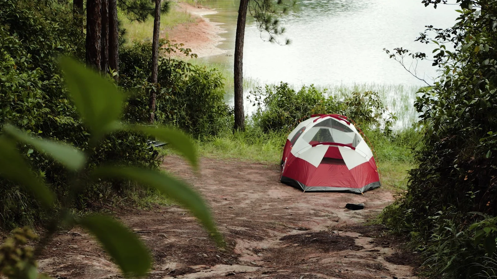 Camp by the La Yeguada lagoon