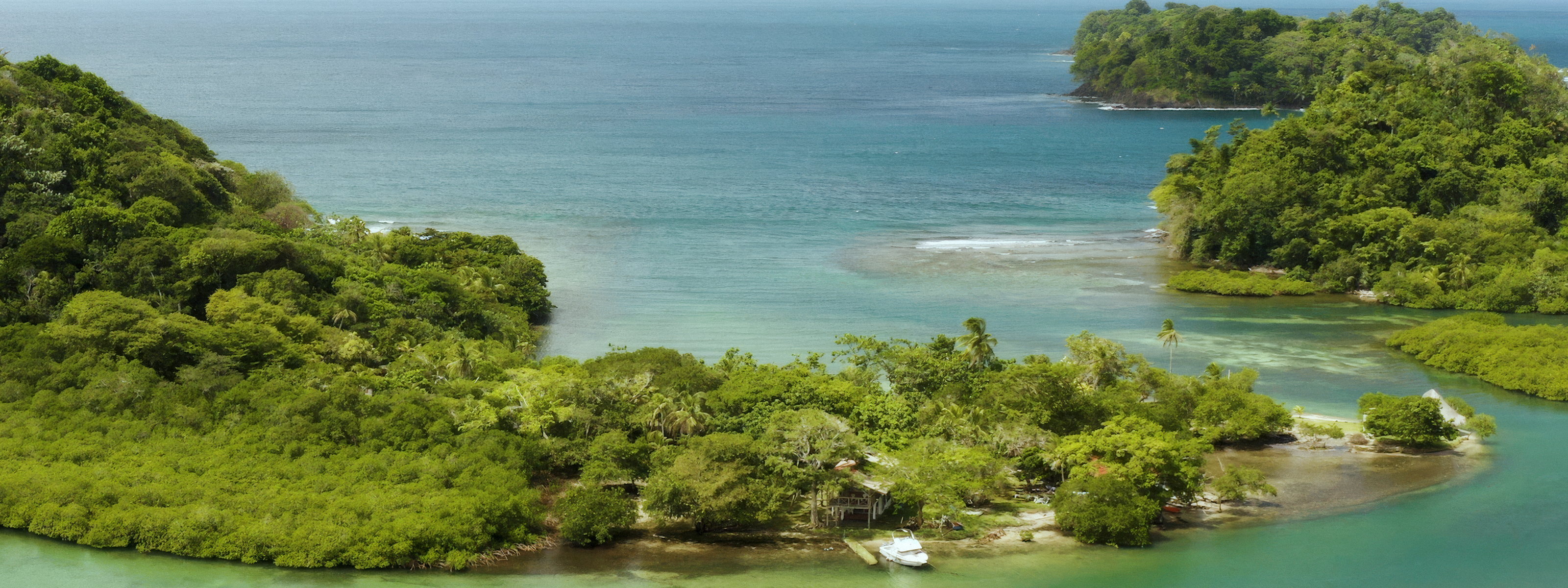 Islands and Caribbean coast of Panama, aerial view